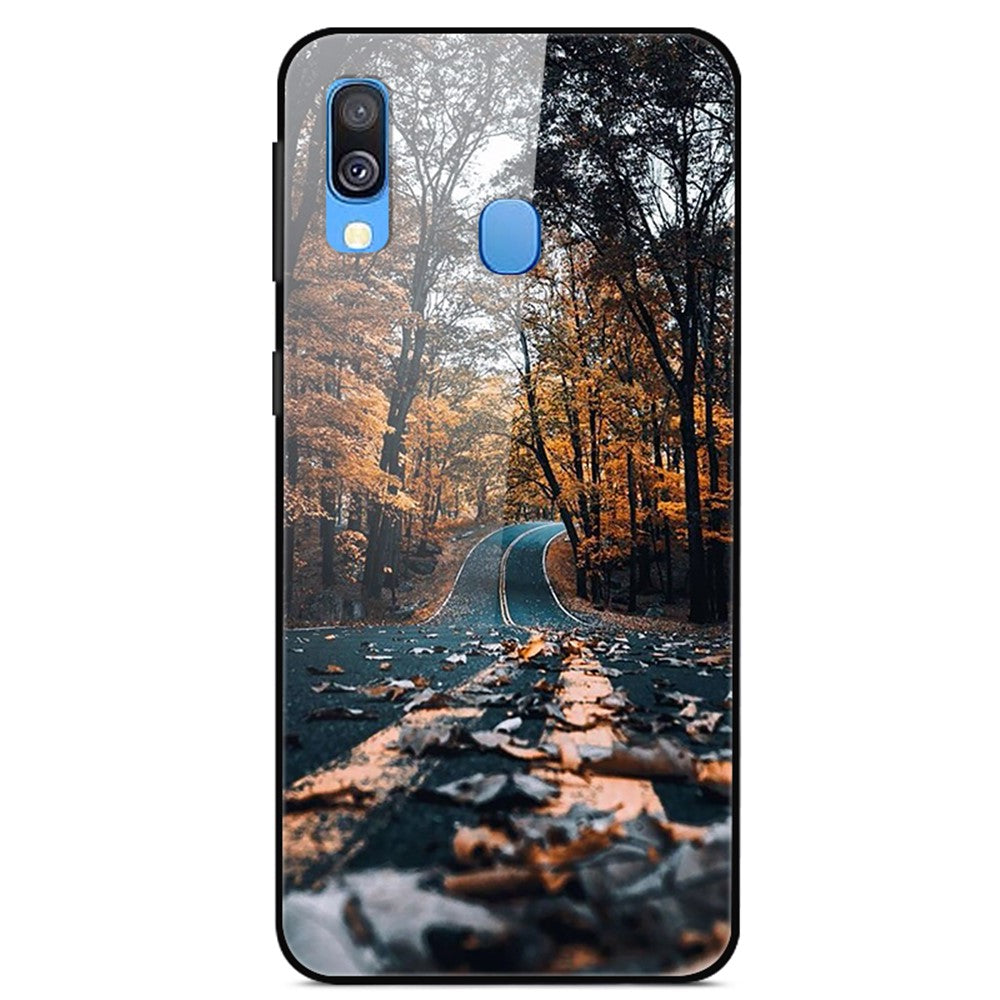 Galaxy A40 Hybrid Hülle mit Glasrückseite & Musterdruck