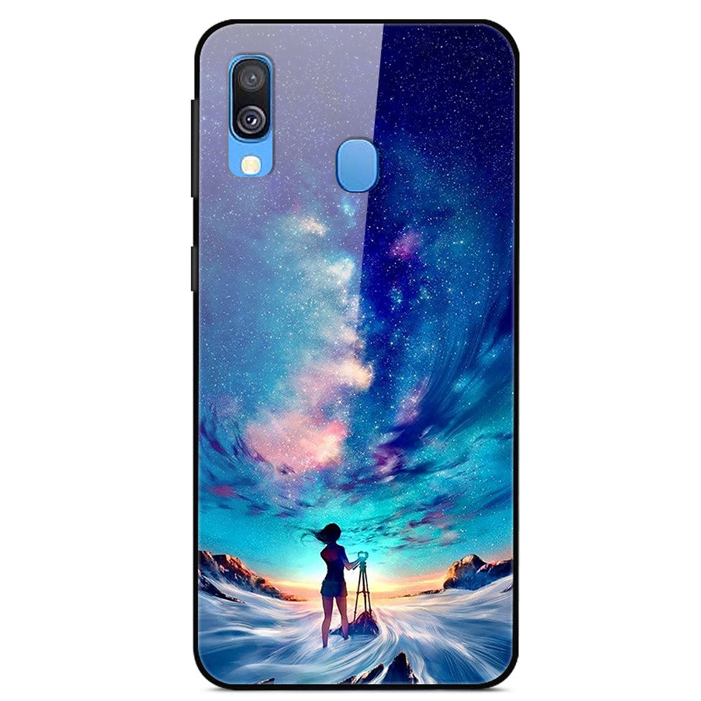 Galaxy A40 Hybrid Hülle mit Glasrückseite & Musterdruck