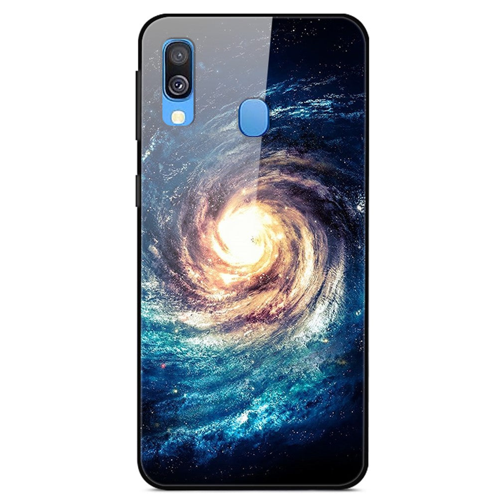 Galaxy A40 Hybrid Hülle mit Glasrückseite & Musterdruck