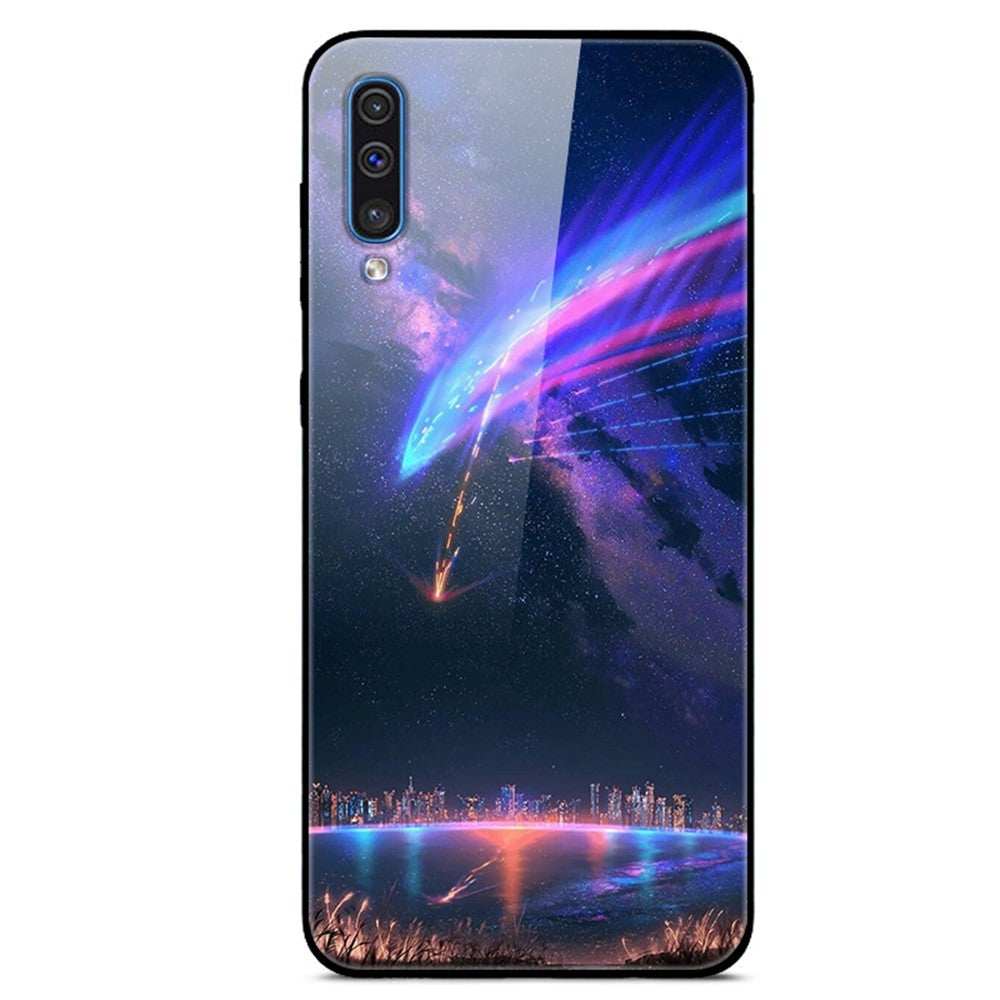 Galaxy A50/A50s/A30s Hybrid Hülle mit Glasrückseite & Musterdruck