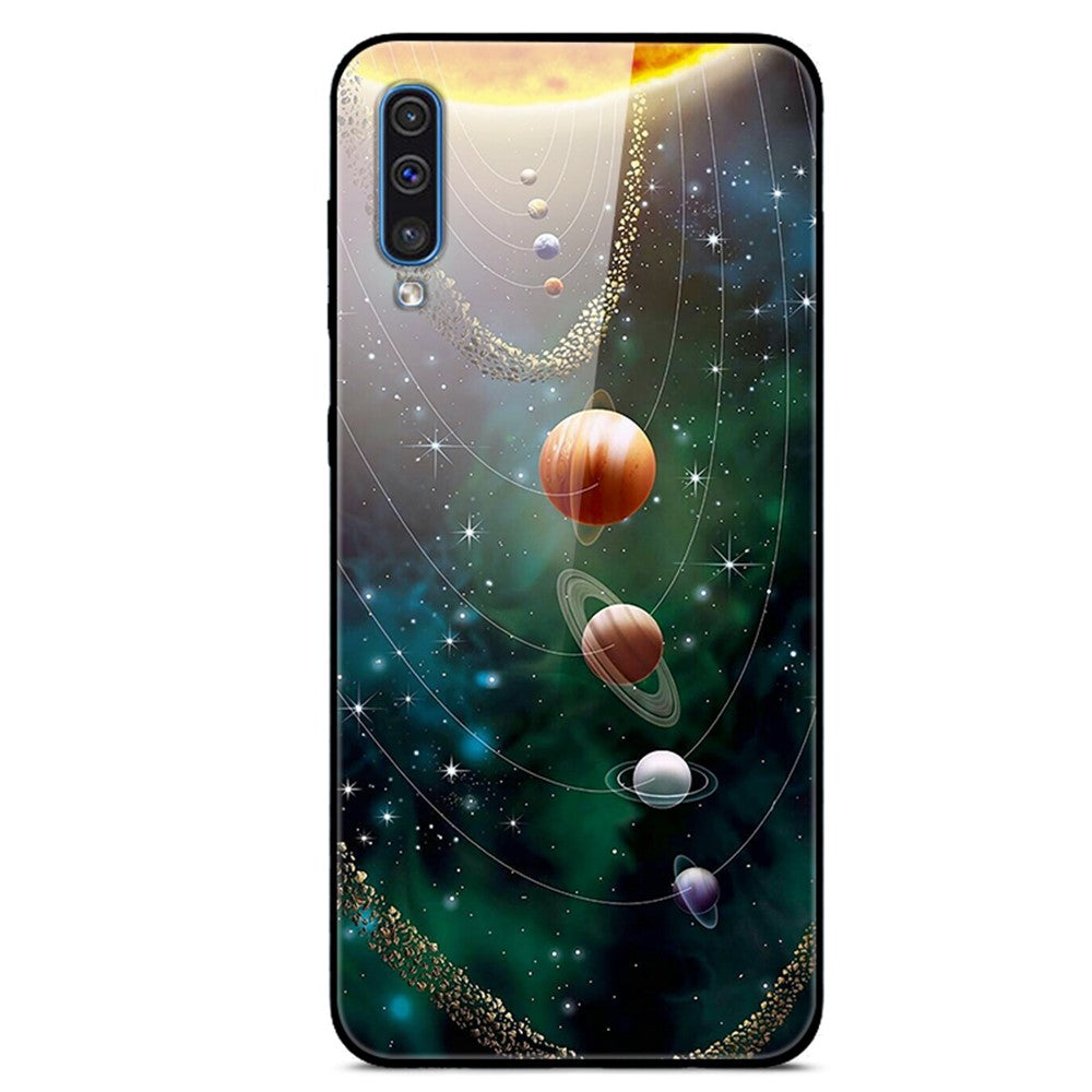 Galaxy A50/A50s/A30s Hybrid Hülle mit Glasrückseite & Musterdruck