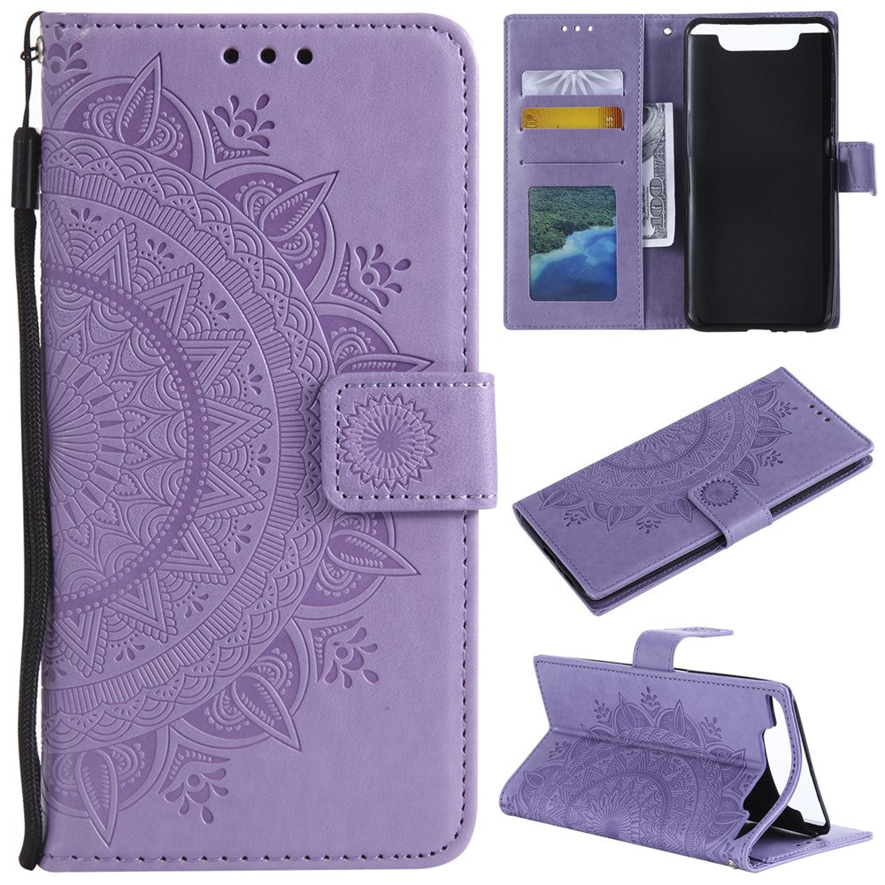 Galaxy A80/A90 Wallet Hülle – mit Blumenprägung