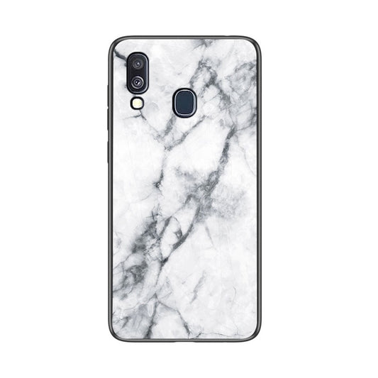 Galaxy A40 Hybrid Hülle – Marmor-Design mit gehärteter Glasrückseite