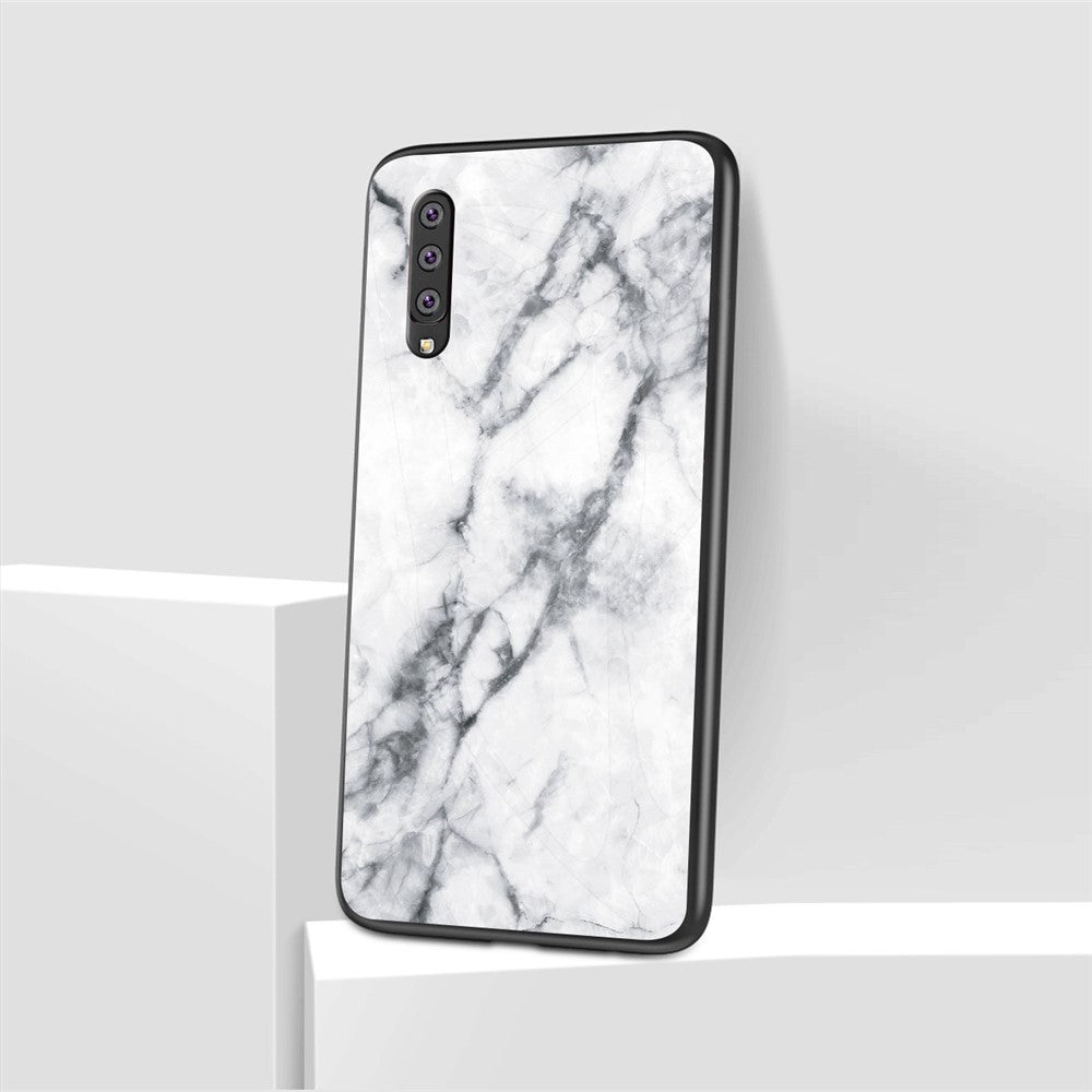 Galaxy A50/A50s/A30s Hybrid Hülle – Marmor-Design mit gehärteter Glasrückseite