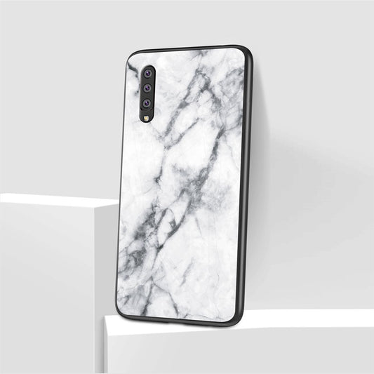 Galaxy A50/A50s/A30s Hybrid Hülle – Marmor-Design mit gehärteter Glasrückseite