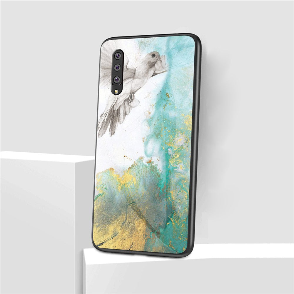 Galaxy A50/A50s/A30s Hybrid Hülle – Marmor-Design mit gehärteter Glasrückseite