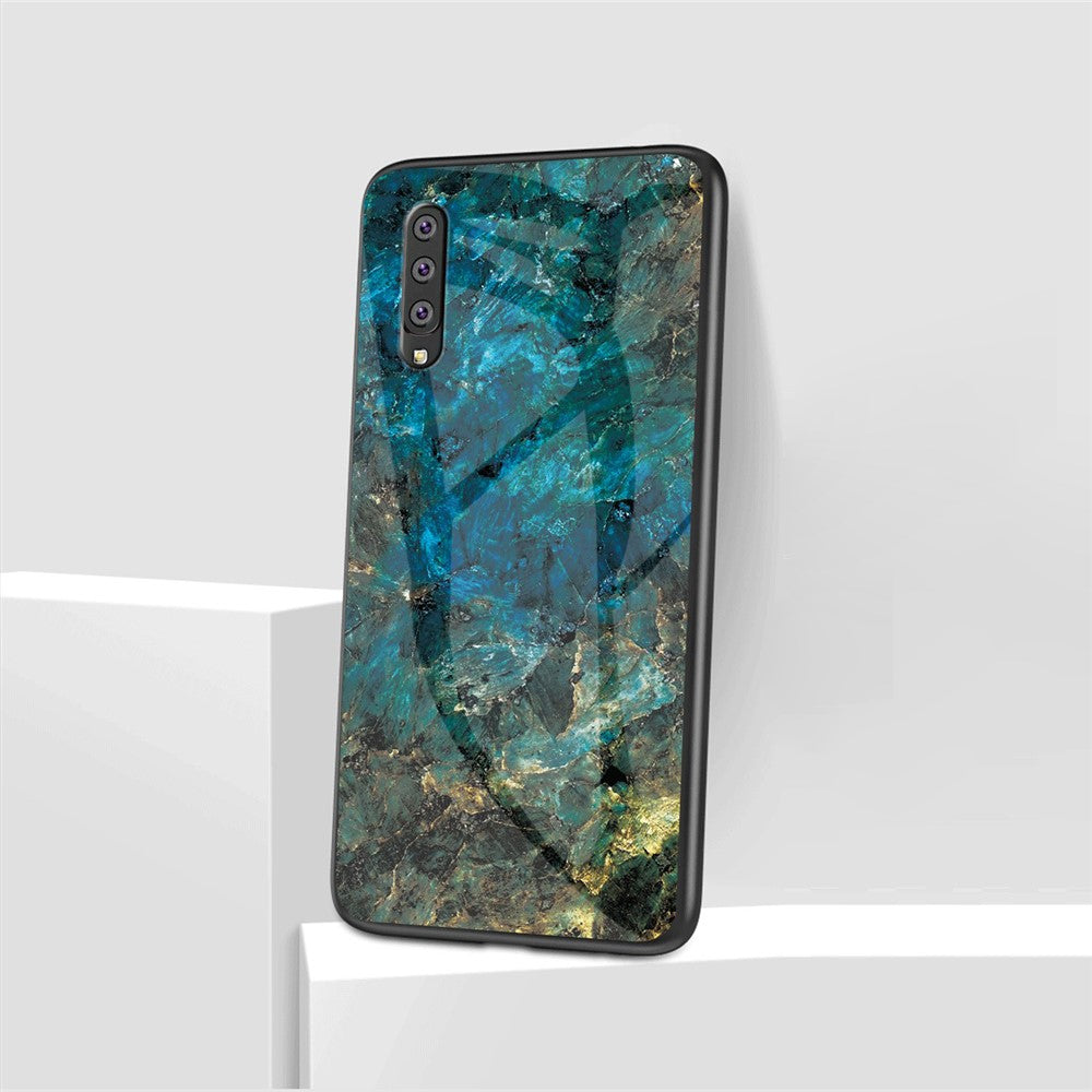 Galaxy A50/A50s/A30s Hybrid Hülle – Marmor-Design mit gehärteter Glasrückseite