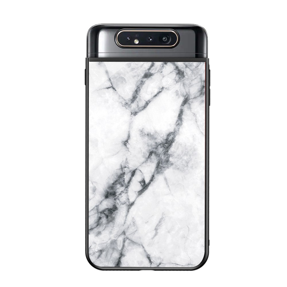 Galaxy A80/A90 Hybrid Hülle – Marmor-Design mit gehärteter Glasrückseite
