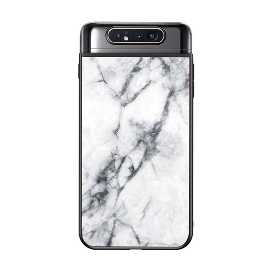 Galaxy A80/A90 Hybrid Hülle – Marmor-Design mit gehärteter Glasrückseite