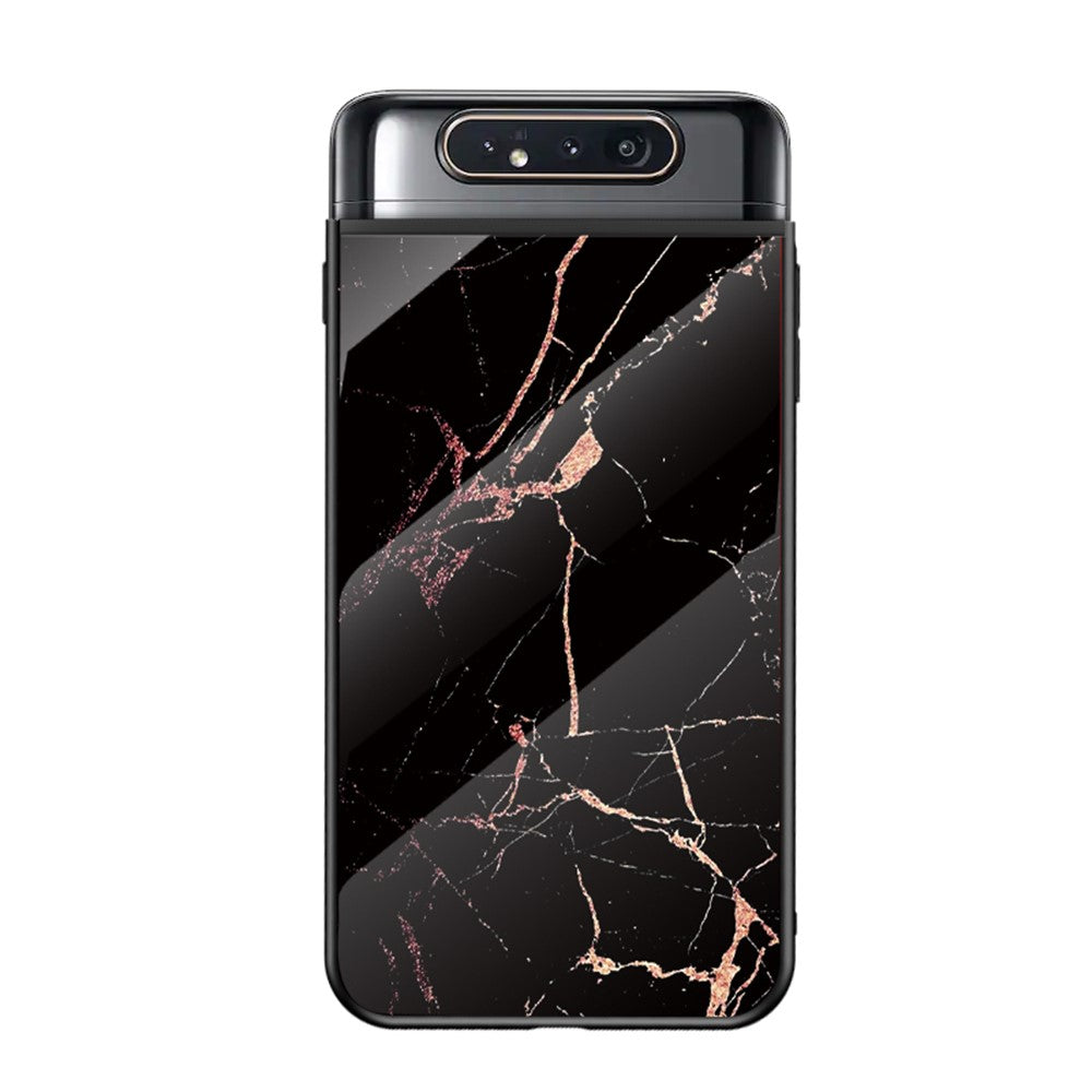 Galaxy A80/A90 Hybrid Hülle – Marmor-Design mit gehärteter Glasrückseite