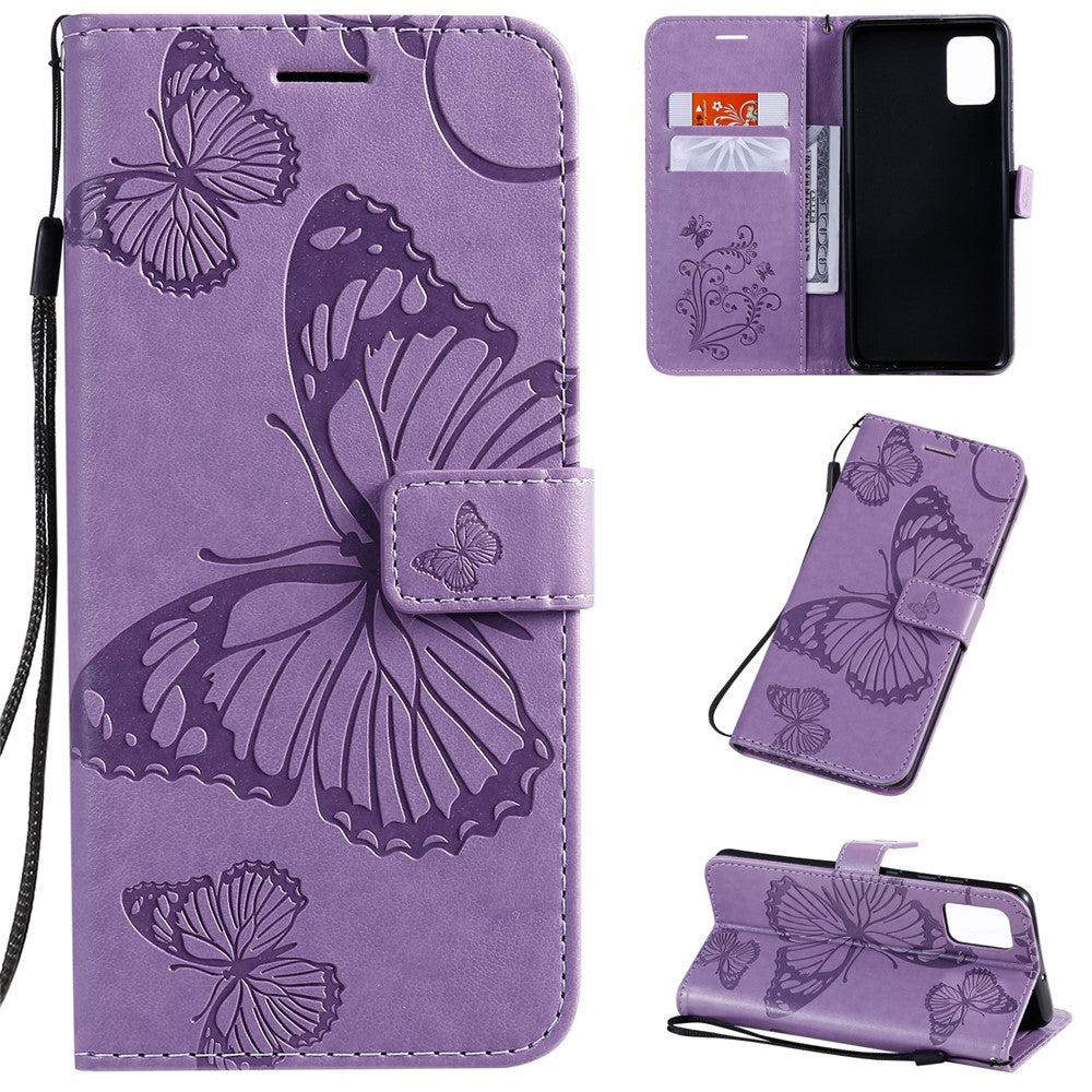 Galaxy A51 4G Wallet-Hülle – Schmetterling Aufgedruckt & Mit Ständer und Riemen
