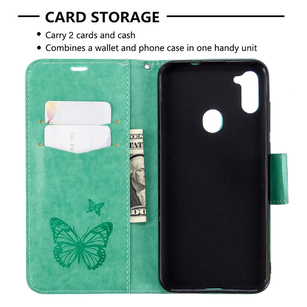 Galaxy A11 / M11 Wallet-Hülle – Mit Schmetterlingaufdruck & Ständer