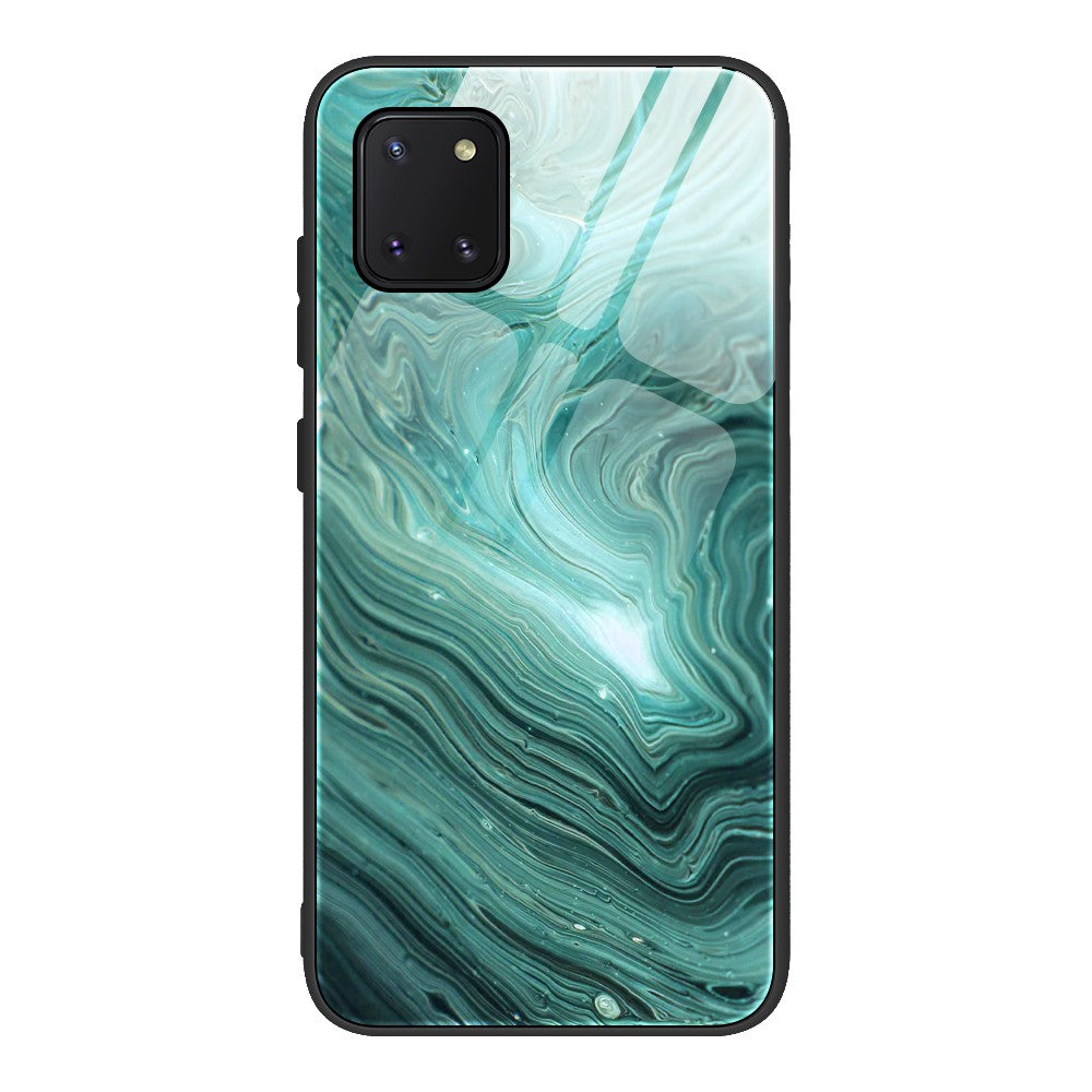 Galaxy A91/S10 Lite Schutzhülle – Stylisches Marmor Muster mit Glasrückseite