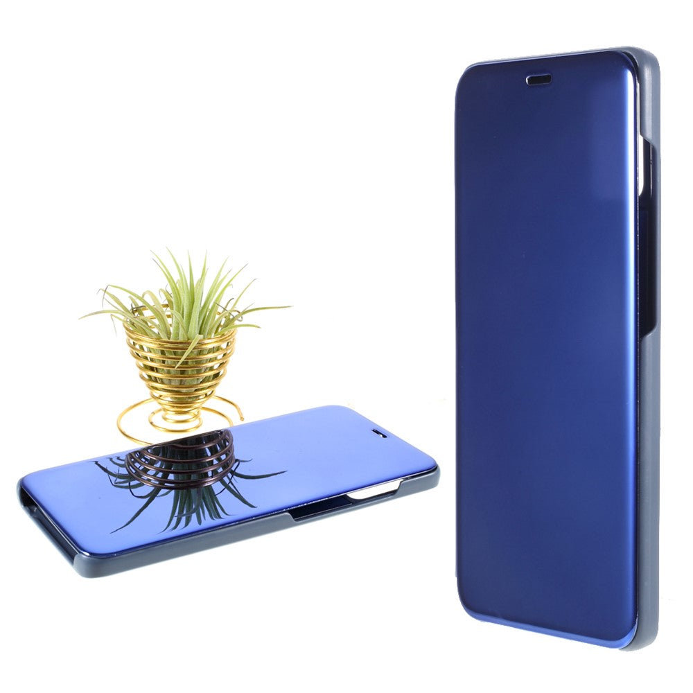 Galaxy A31 Schutzhülle – mit Sichtfenster, verspiegelter Oberfläche & Lederständer