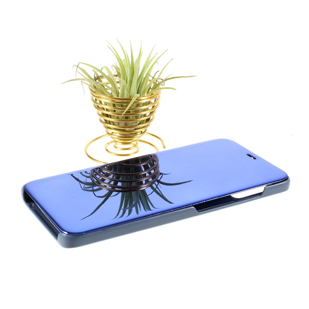 Galaxy A31 Schutzhülle – mit Sichtfenster, verspiegelter Oberfläche & Lederständer