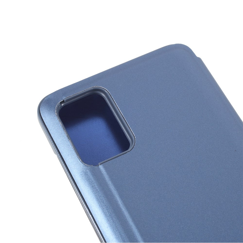 Galaxy A31 Schutzhülle – mit Sichtfenster, verspiegelter Oberfläche & Lederständer