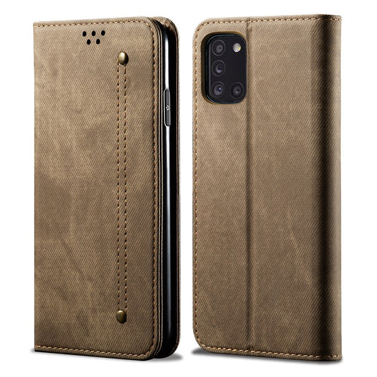 Galaxy A31 Wallet-Hülle – aus Jeansstoff und Leder