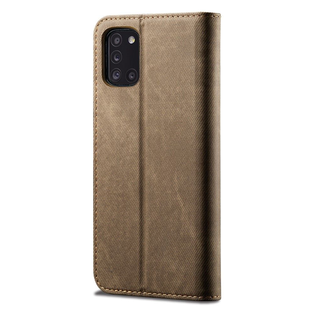 Galaxy A31 Wallet-Hülle – aus Jeansstoff und Leder