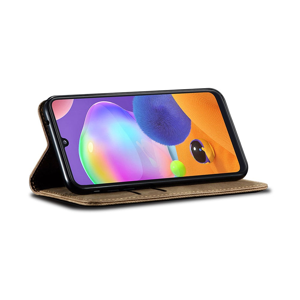 Galaxy A31 Wallet-Hülle – aus Jeansstoff und Leder