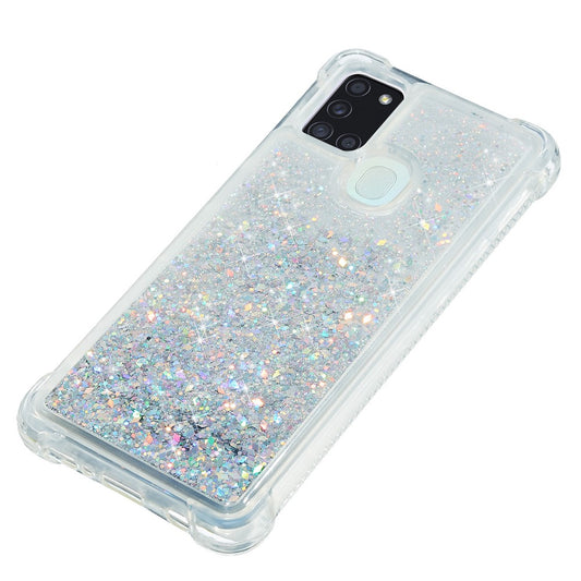 Galaxy A21s Glitzer-Hülle – Stoßfest & mit Treibsand