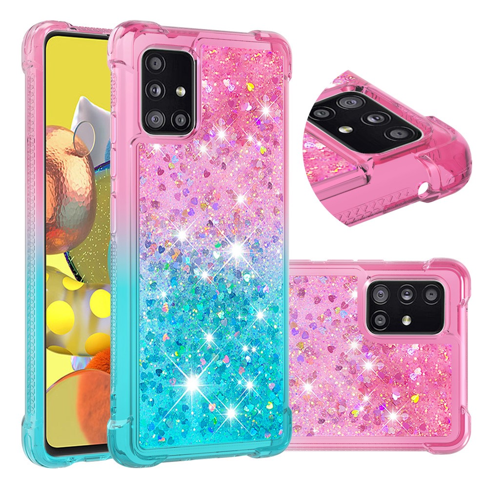 Galaxy A51 5G Glitter-Hülle – Farbverlauf mit funkelndem Puder