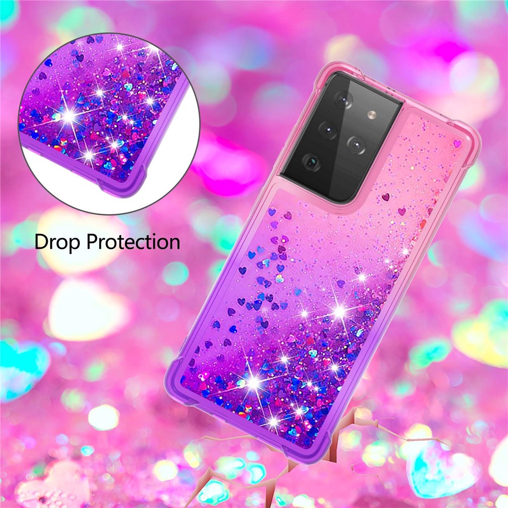 Galaxy S21 Ultra 5G Glitter-Hülle – Farbverlauf mit funkelndem Puder