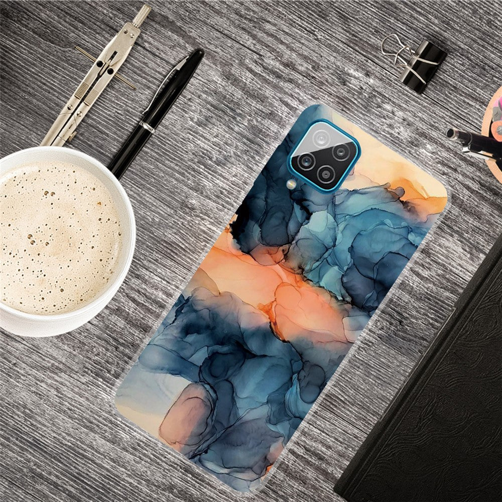 Galaxy A12 Stoßfeste Hülle – Mit Marmormuster