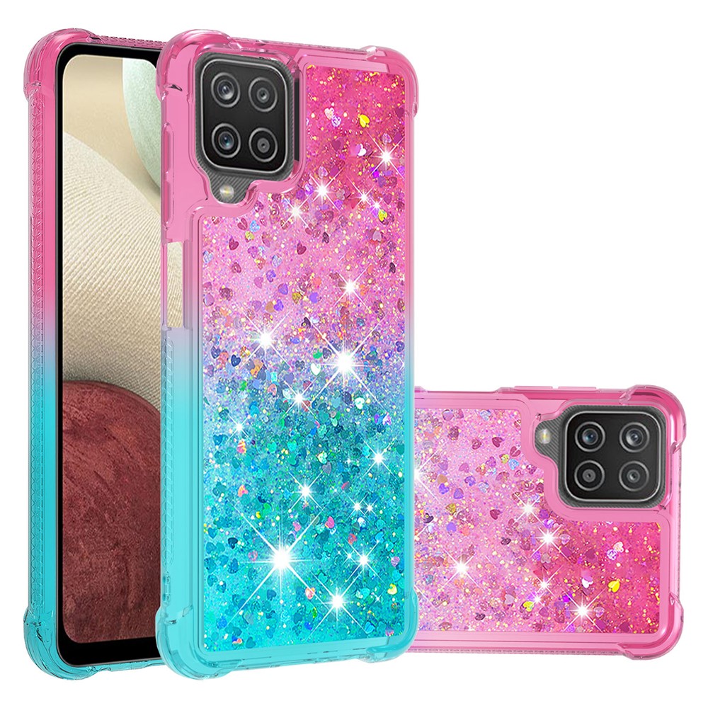 Galaxy A12/M12 Glitter-Hülle – Farbverlauf mit funkelndem Puder
