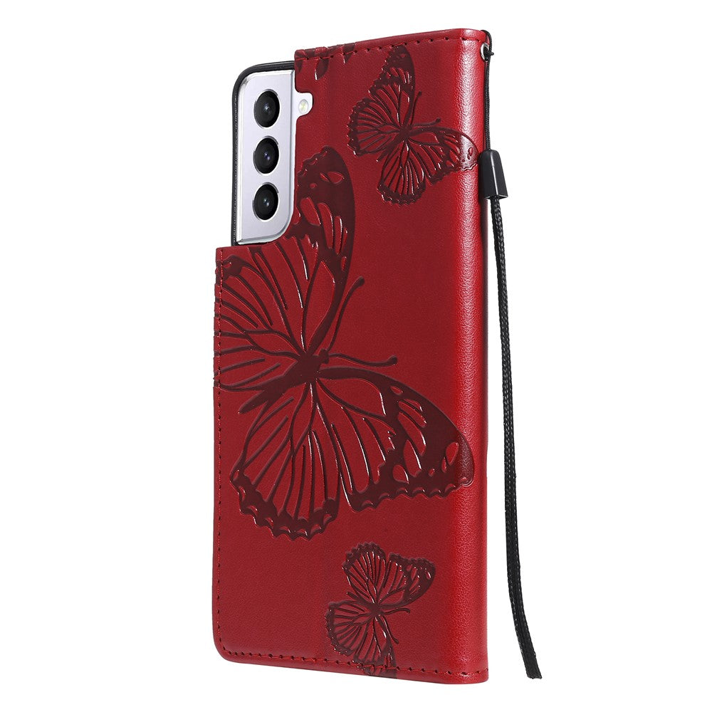 Galaxy S21 4G/5G Wallet-Hülle – Schmetterling Aufgedruckt & Mit Ständer und Riemen
