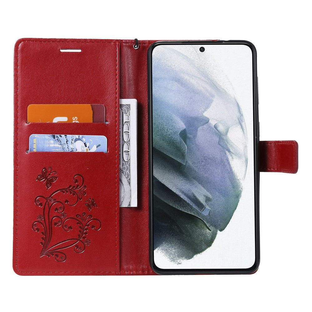 Galaxy S21 4G/5G Wallet-Hülle – Schmetterling Aufgedruckt & Mit Ständer und Riemen