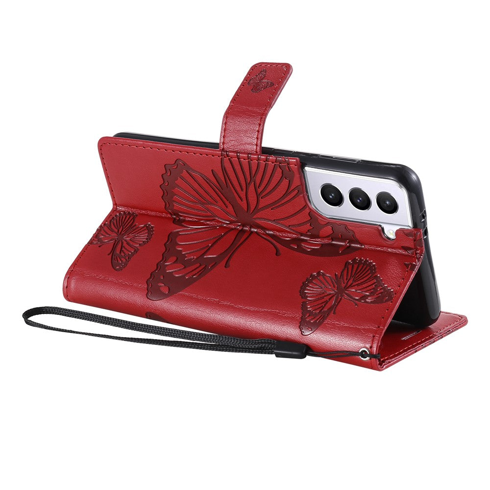 Galaxy S21 4G/5G Wallet-Hülle – Schmetterling Aufgedruckt & Mit Ständer und Riemen