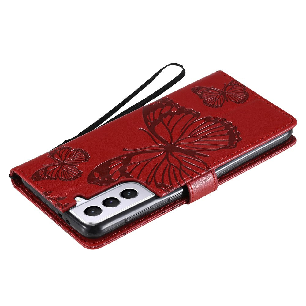 Galaxy S21 4G/5G Wallet-Hülle – Schmetterling Aufgedruckt & Mit Ständer und Riemen