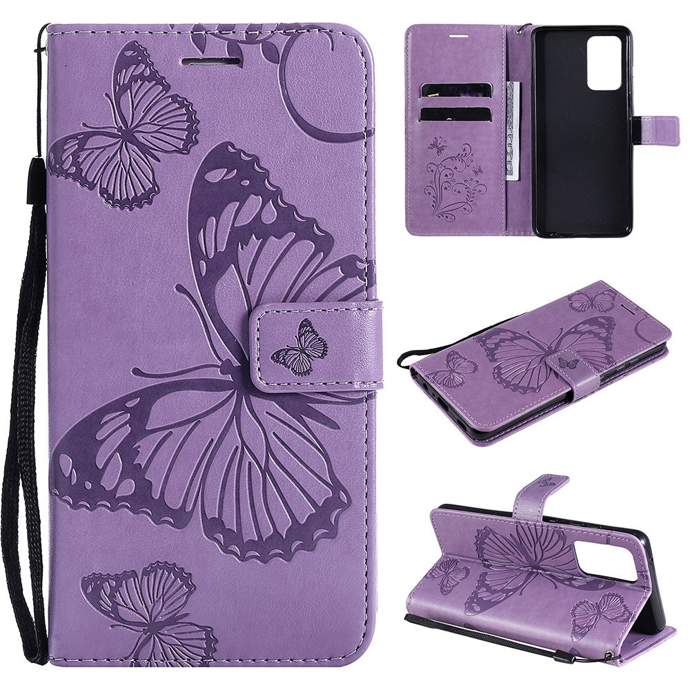 Galaxy A52 4G/5G / A52s 5G Wallet-Hülle – Schmetterling Aufgedruckt & Mit Ständer und Riemen