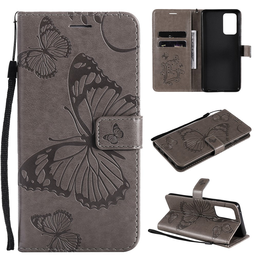 Galaxy A52 4G/5G / A52s 5G Wallet-Hülle – Schmetterling Aufgedruckt & Mit Ständer und Riemen