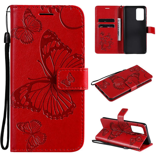 Galaxy A52 4G/5G / A52s 5G Wallet-Hülle – Schmetterling Aufgedruckt & Mit Ständer und Riemen
