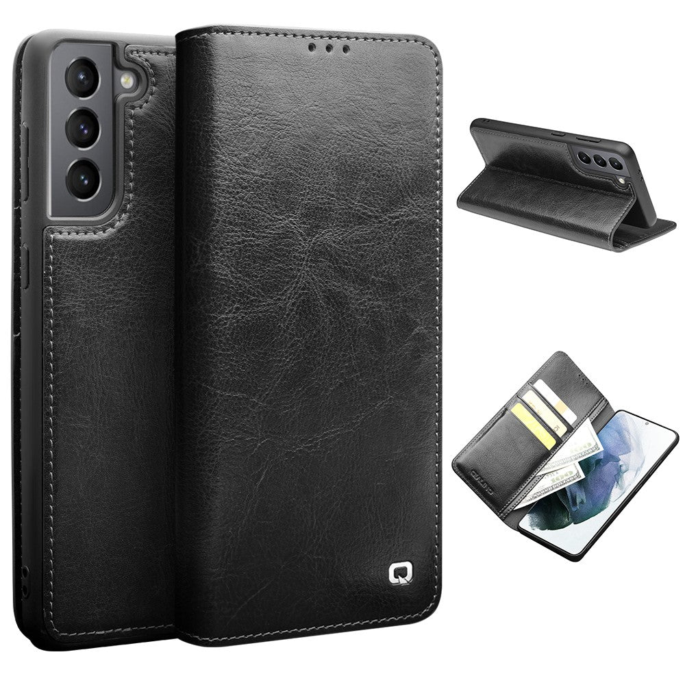 Galaxy S21 Plus Echtleder-Handyhülle – Geldbörse & Standfunktion