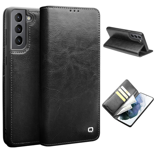 Galaxy S21 Plus Echtleder-Handyhülle – Geldbörse & Standfunktion