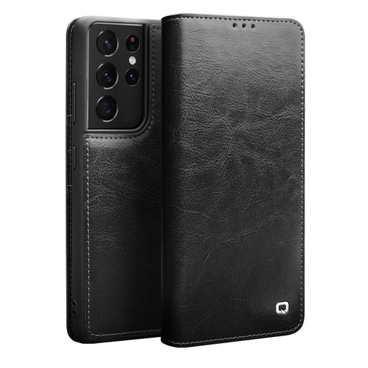 Galaxy S21 Ultra Echtleder-Handyhülle – Geldbörse & Standfunktion