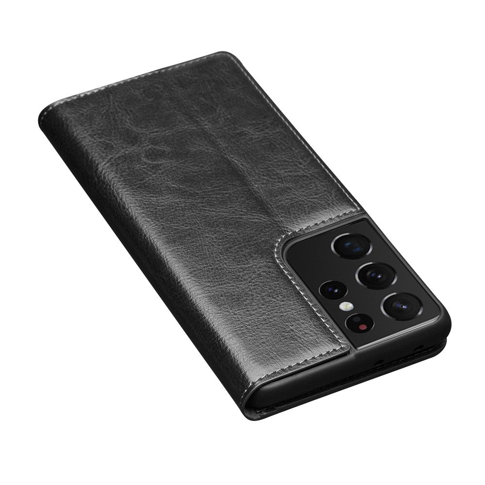 Galaxy S21 Ultra Echtleder-Handyhülle – Geldbörse & Standfunktion