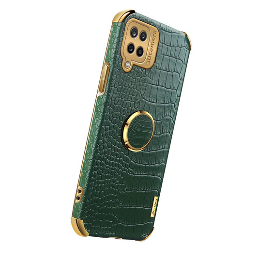 Galaxy A12 Handyhülle – in Krokodil-Optik, veredeltem Rahmen & Ständer