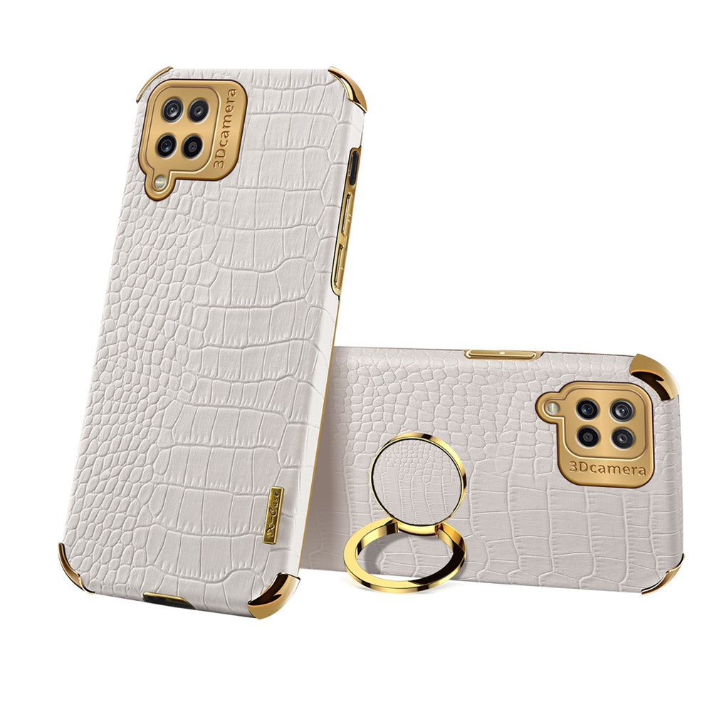 Galaxy A12 Handyhülle – in Krokodil-Optik, veredeltem Rahmen & Ständer