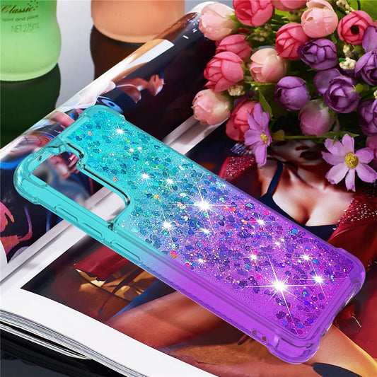 Galaxy S21 FE Glitter-Hülle – Farbverlauf mit funkelndem Puder