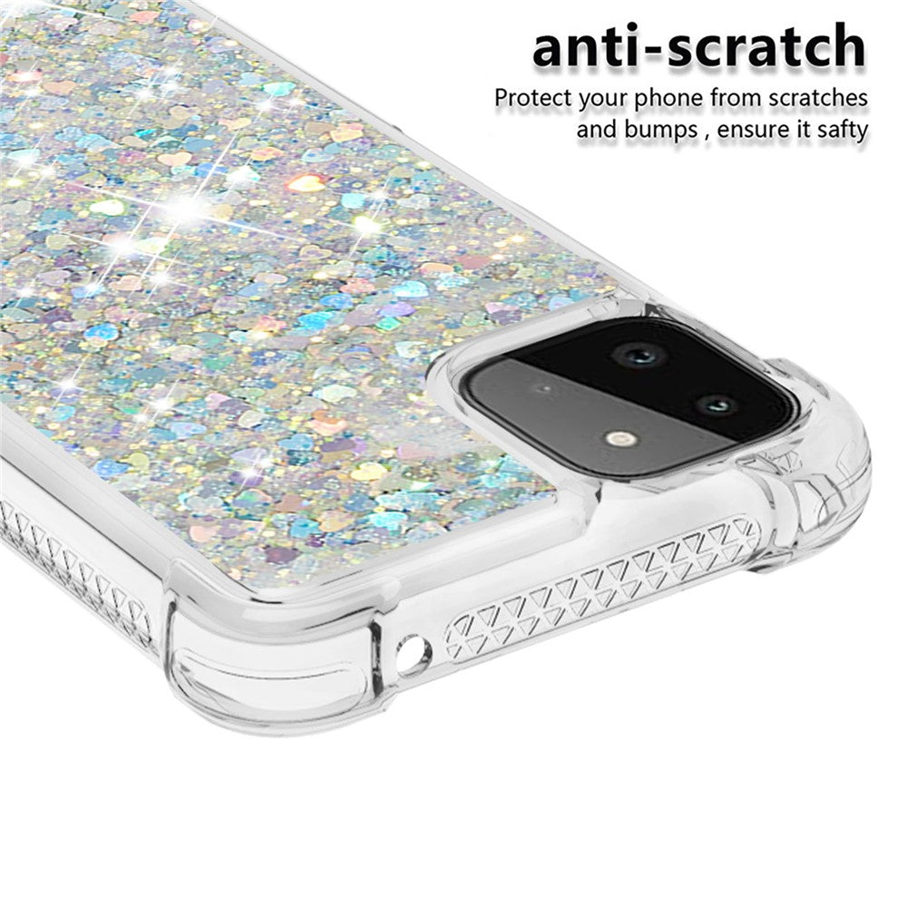 Galaxy A22 5G Glitzer-Hülle – Stoßfest & mit Treibsand