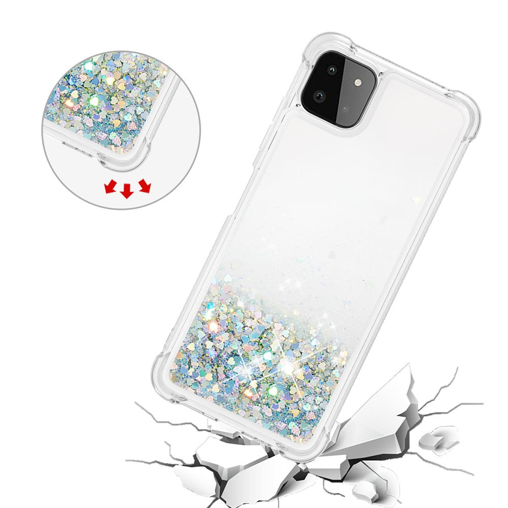 Galaxy A22 5G Glitzer-Hülle – Stoßfest & mit Treibsand