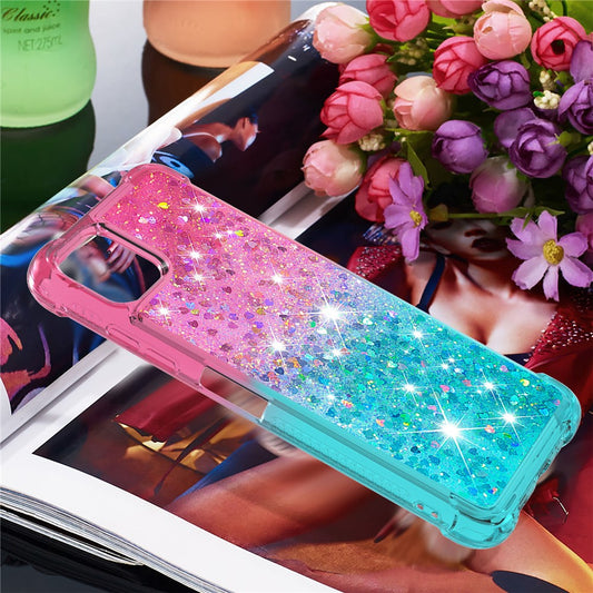 Galaxy A22 5G Glitter-Hülle – Farbverlauf mit funkelndem Puder