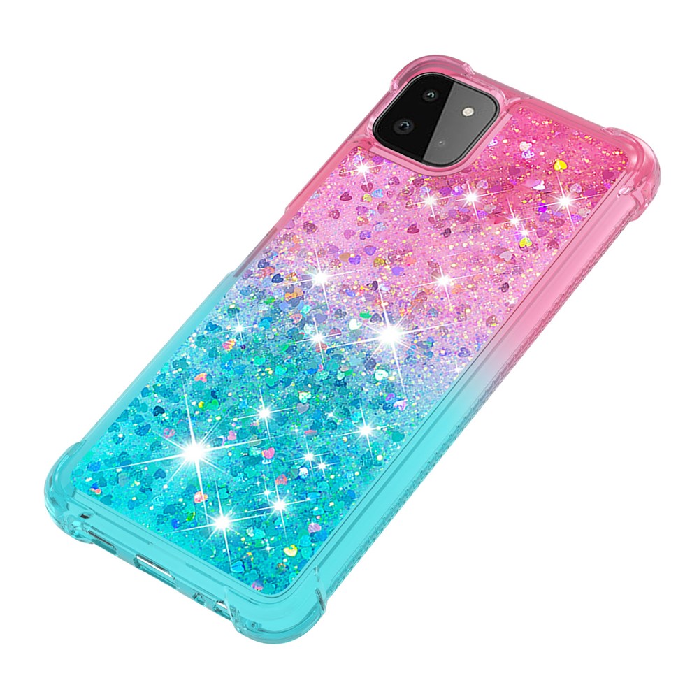Galaxy A22 5G Glitter-Hülle – Farbverlauf mit funkelndem Puder