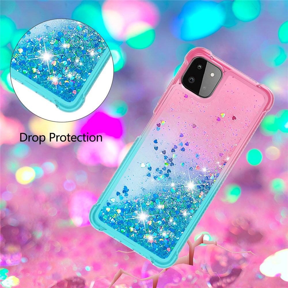 Galaxy A22 5G Glitter-Hülle – Farbverlauf mit funkelndem Puder
