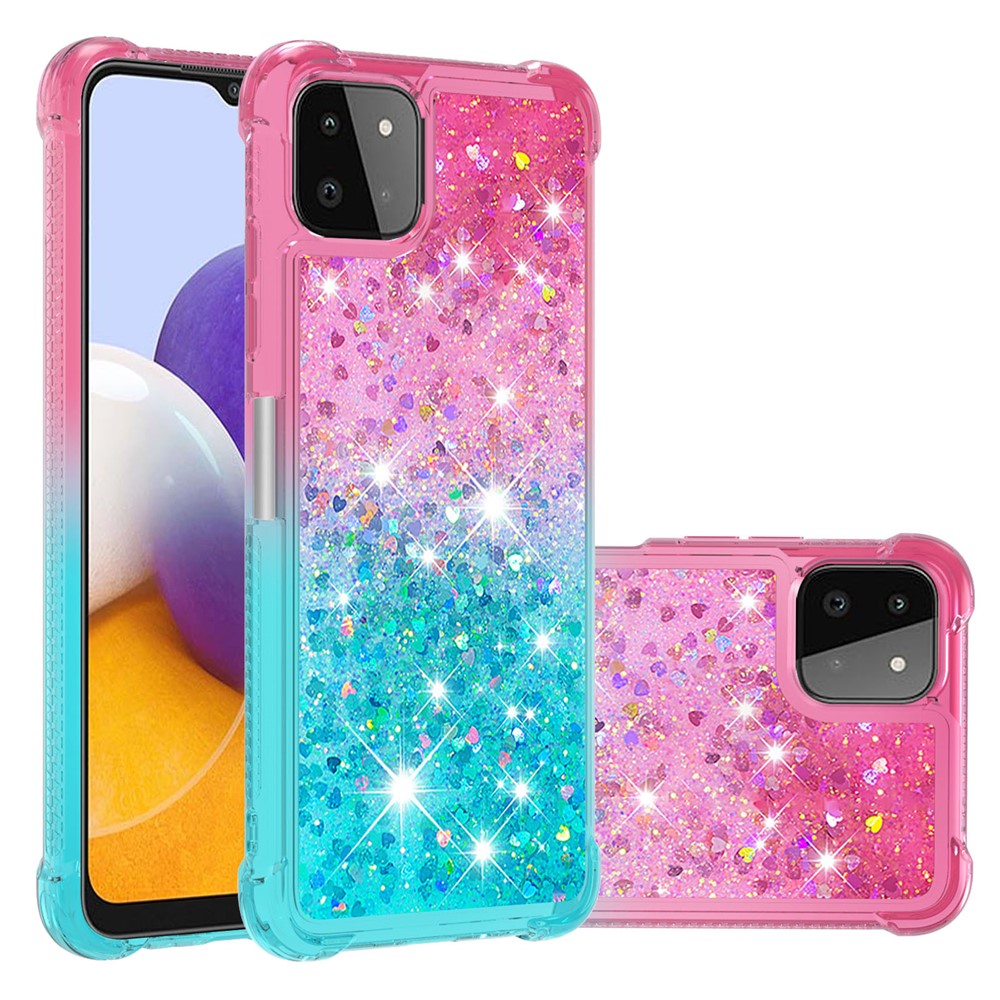 Galaxy A22 5G Glitter-Hülle – Farbverlauf mit funkelndem Puder