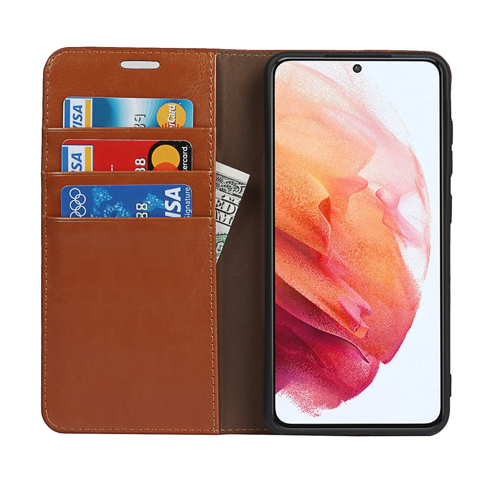 Galaxy S21 FE Echtleder-Hülle mit Kartenfach