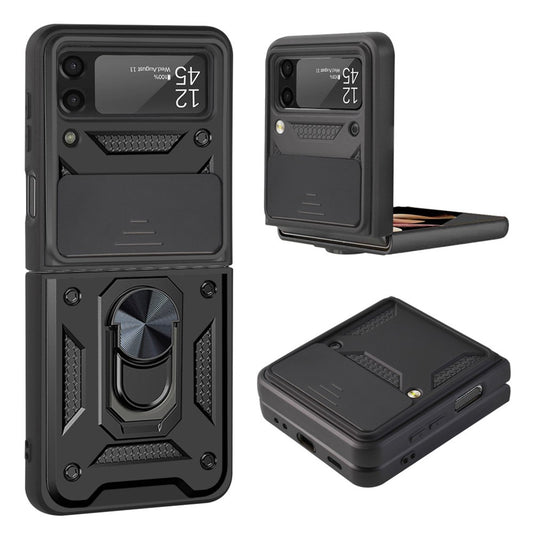 Galaxy Z Flip3 5G – Magnetische Handyhülle aus Kunststoff und TPU, mit Ständer, mit Ringhalter, mit Kameraschutz